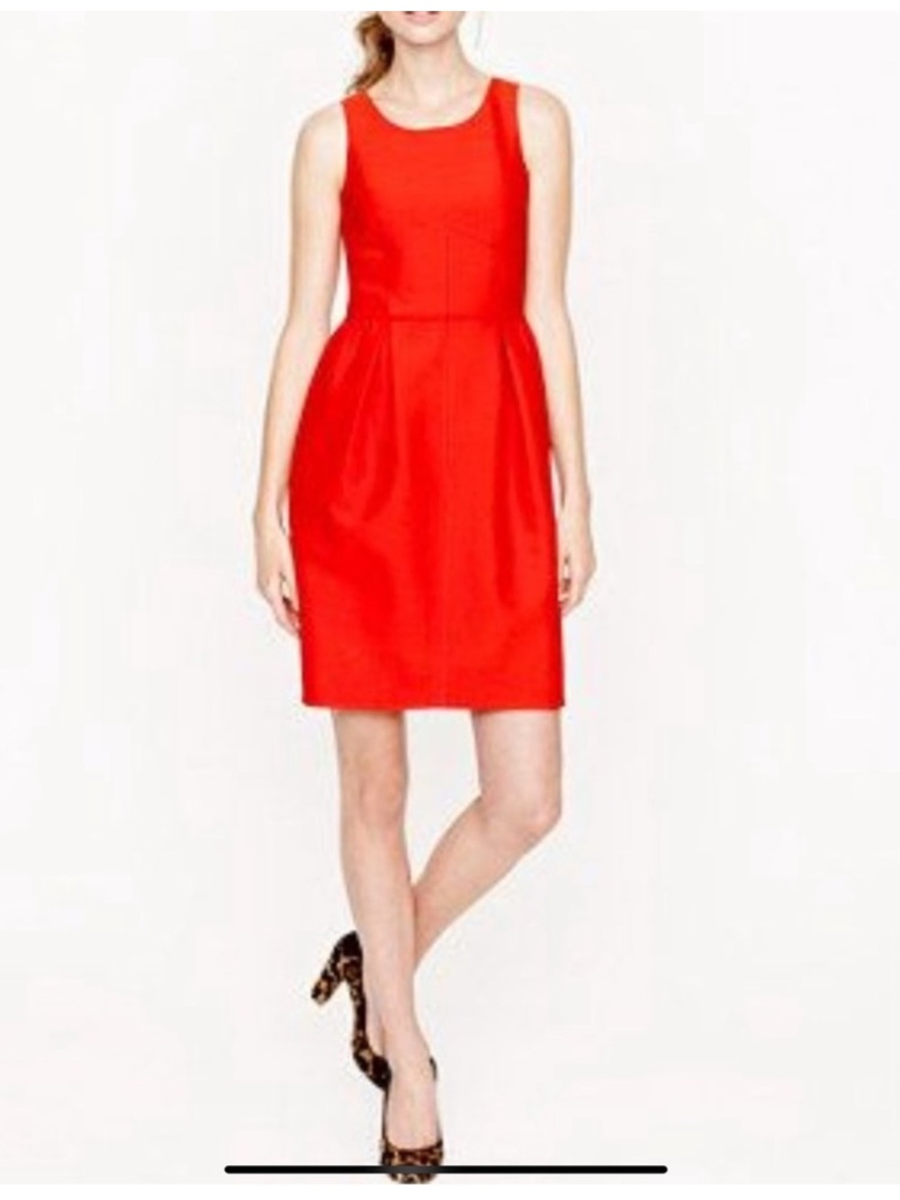 J. Crew red orange wool blend sleeveless shirt mini dress
